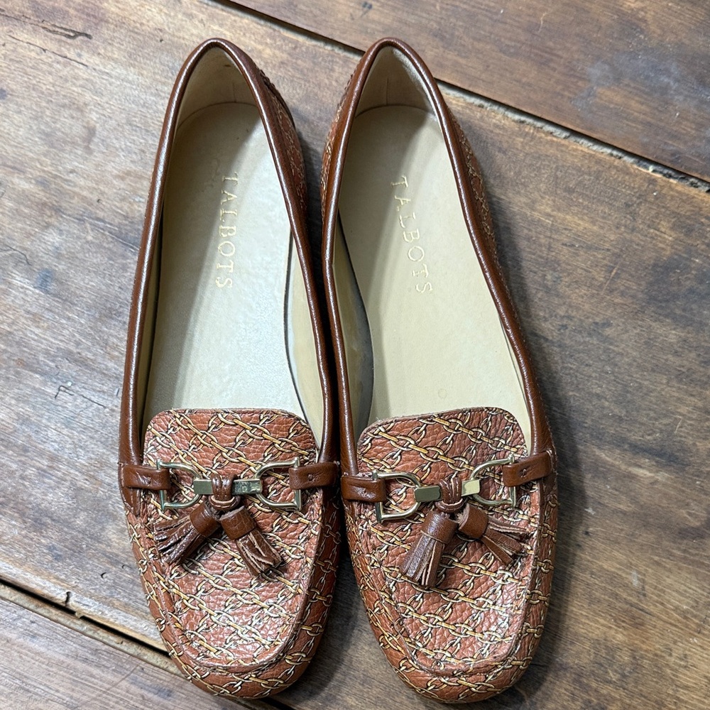 Talbots Brown Textured Loafers with Tassels